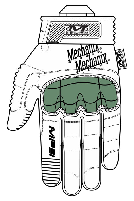 Gants Coqués Militaire vu du dessus