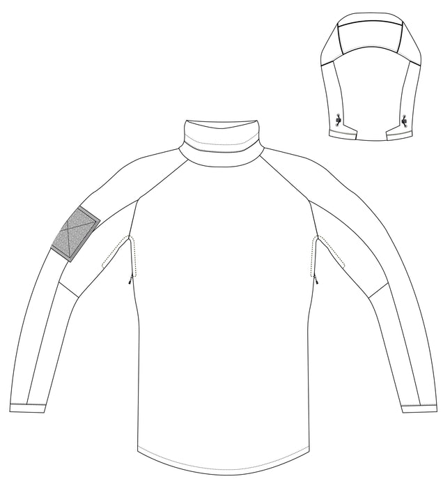 croquis de la Veste Softshell Militaire vu de dos