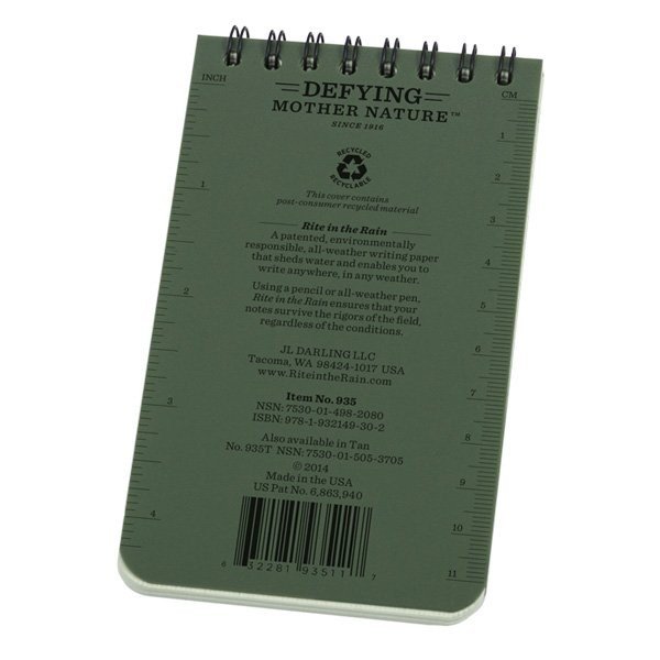 Carnet de Terrain Militaire Imperméable 7.6x12.7