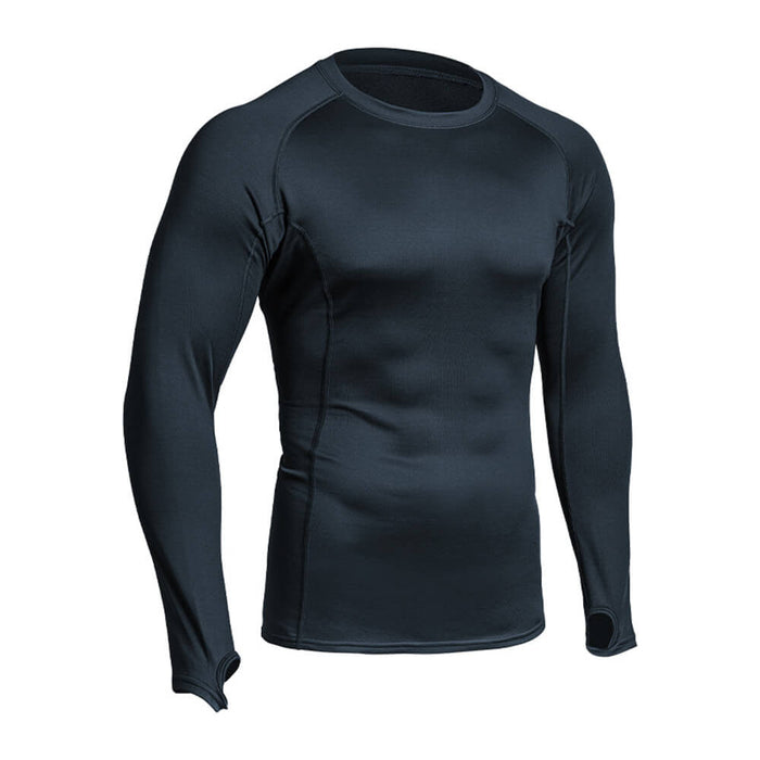 T Shirt Militaire Manche Longue Bleu vu de côté