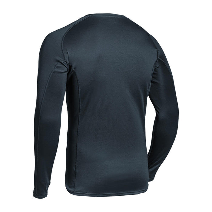 T Shirt Militaire Manche Longue Bleu vu de dos et de côté